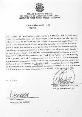 NÚMERO DA CERTIDÃO: 057.86