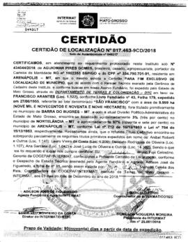 NÚMERO DA CERTIDÃO: 017.463-9CD.2018