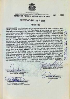 NÚMERO DA CERTIDÃO: 405.2001