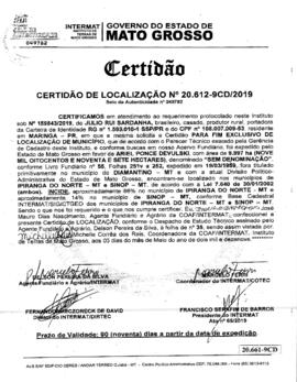 NÚMERO DA CERTIDÃO: 20.612-9CD.2019