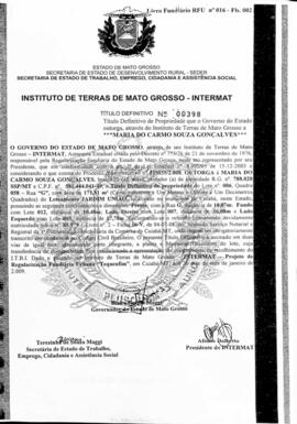 NÚMERO DO TÍTULO: 00398