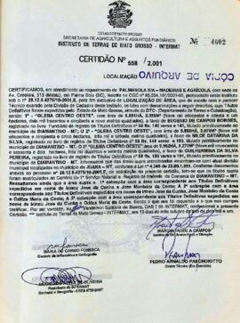 NÚMERO DA CERTIDÃO: 558.2001