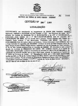 NÚMERO DA CERTIDÃO: 290.2001