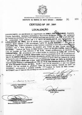 NÚMERO DA CERTIDÃO: 185.2001