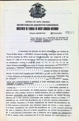 NÚMERO DO TÍTULO: 000080