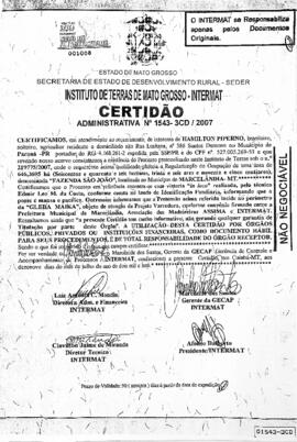 NÚMERO DA CERTIDÃO: 1543-3CD.2007