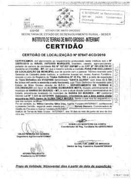 NÚMERO DA CERTIDÃO: 07847-0CD.2010