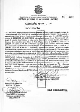 NÚMERO DA CERTIDÃO: 018.98