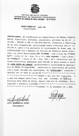 NÚMERO DA CERTIDÃO: 208.89