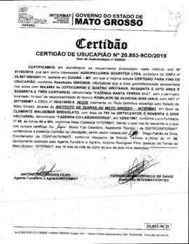NÚMERO DA CERTIDÃO: 20.853-6CD.2019