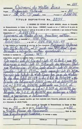 NÚMERO DO TÍTULO: 3394