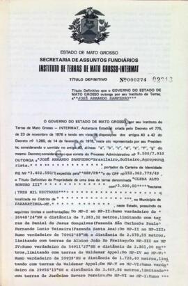 NÚMERO DO TÍTULO: 000274