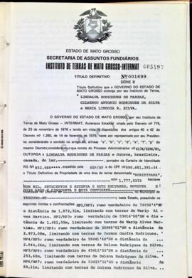 NÚMERO DO TÍTULO: 001699