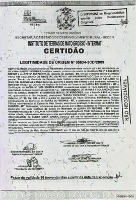 NÚMERO DA CERTIDÃO: 05834-3CD.2009