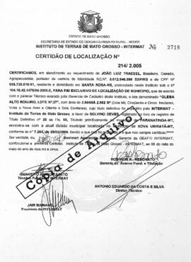 NÚMERO DA CERTIDÃO: 214.2005
