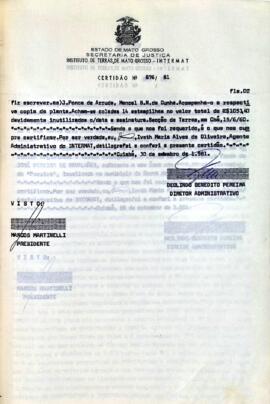 NÚMERO DA CERTIDÃO: SEM DADOS