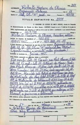 NÚMERO DO TÍTULO: 3997