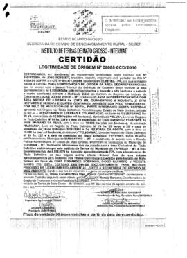 NÚMERO DA CERTIDÃO: 08085-0CD.2010