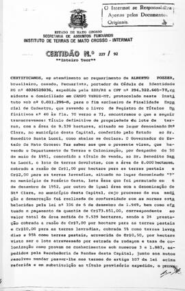 NÚMERO DA CERTIDÃO: 227.92