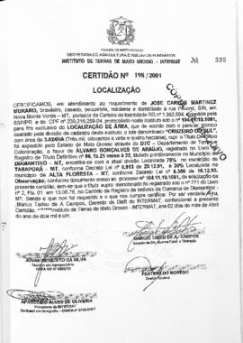 NÚMERO DA CERTIDÃO: 198.2001