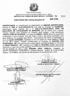 NÚMERO DA CERTIDÃO: 254.2005