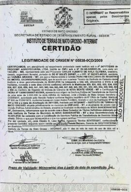 NÚMERO DA CERTIDÃO: 05838-0CD.2009