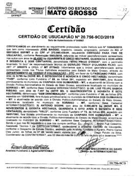 NÚMERO DA CERTIDÃO: 20.756-9CD.2019