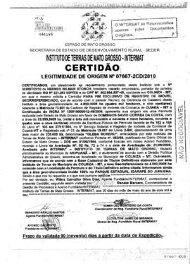 NÚMERO DA CERTIDÃO: 07667-2CD.2010