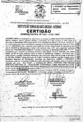 NÚMERO DA CERTIDÃO: 1537-4CD.2007