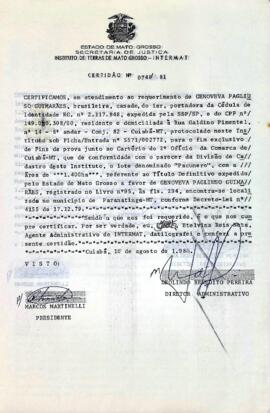 NÚMERO DA CERTIDÃO: 0748.81