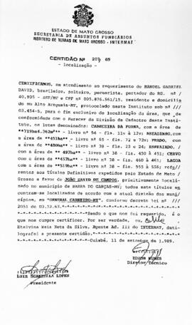 NÚMERO DA CERTIDÃO: 207.89