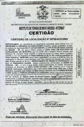 NÚMERO DA CERTIDÃO: 05768-0CD.2009