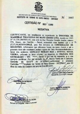 NÚMERO DA CERTIDÃO: 503.2000
