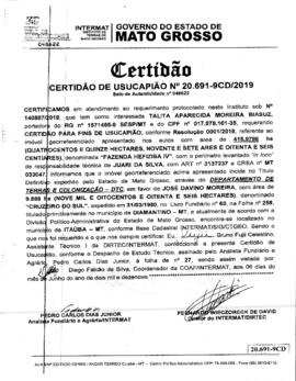 NÚMERO DA CERTIDÃO: 20.691-9CD.2019