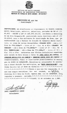NÚMERO DA CERTIDÃO: 209.89