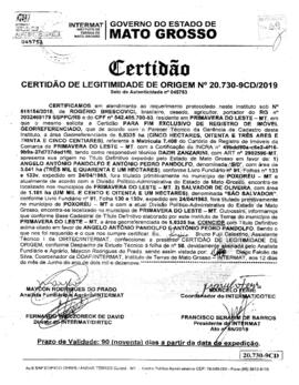 NÚMERO DA CERTIDÃO: 20.730-9CD.2019