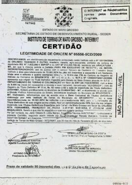 NÚMERO DA CERTIDÃO: 05556-5CD.2009