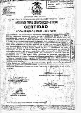 NÚMERO DA CERTIDÃO: 03050-5CD.2007