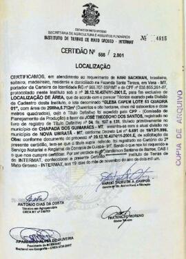 NÚMERO DA CERTIDÃO: 566.2001