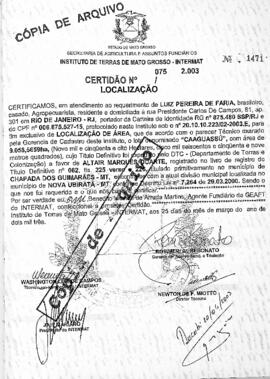 NÚMERO DA CERTIDÃO: 075.2003