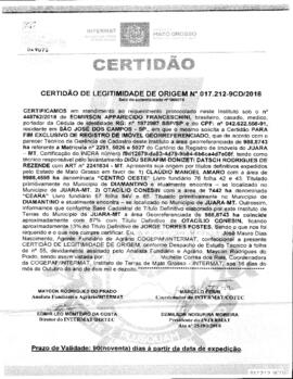 NÚMERO DA CERTIDÃO: 017.212-9CD.2018