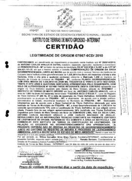 NÚMERO DA CERTIDÃO: 07867-6CD.2010