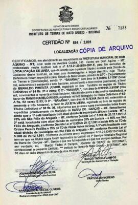 NÚMERO DA CERTIDÃO: 594.2001