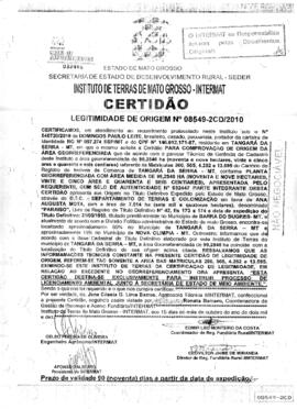NÚMERO DA CERTIDÃO: 08549-2CD.2010
