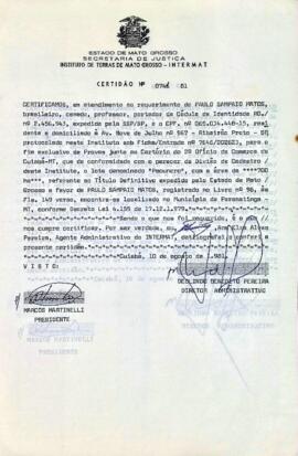 NÚMERO DA CERTIDÃO: 0746.81