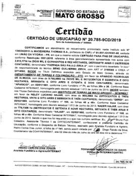 NÚMERO DA CERTIDÃO: 20.785-9CD.2019