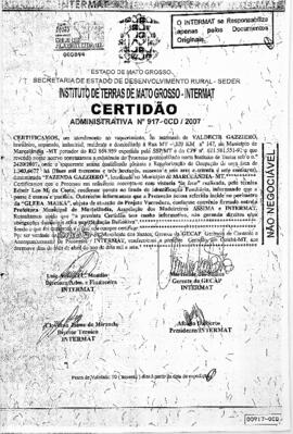NÚMERO DA CERTIDÃO: 917-0CD.2007