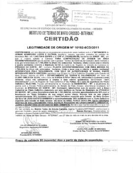 NÚMERO DA CERTIDÃO: 10192-6CD.2011