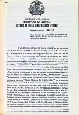 NÚMERO DO TÍTULO: 00850