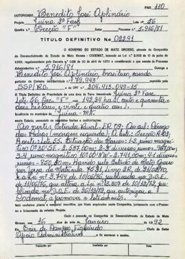 NÚMERO DO TÍTULO: 02291